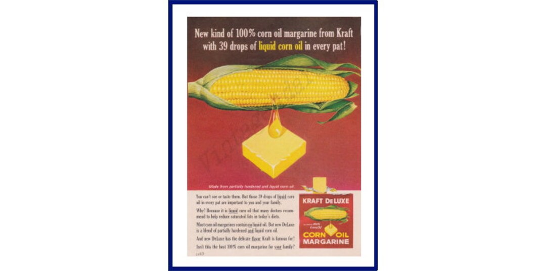 KRAFT Deluxe CORN OIL Margarine Original 1962 Vintage Color Print