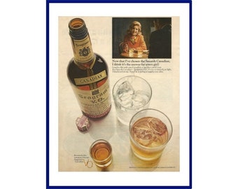 SEAGRAM'S V.O. CANADIAN Whisky Original 1966 Vintage Extra Large Color Print Advertisement "Now That I've Chosen The Smooth Canadian . . ."