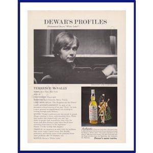 DEWAR&#39;S WHITE LABEL Scotch Whisky Original 1971 Vintage Print Advertisement &quot;Dewar&#39;s Profiles&quot; Terrence McNally, Playwright