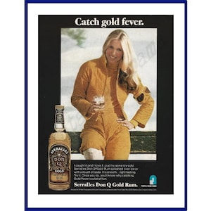 SERRALLES DON Q GOLD Puerto Rican Rum Original 1977 Vintage Color Print Advertisement "Catch Gold Fever."