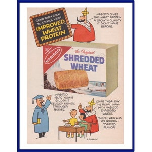 NABISCO SHREDDED WHEAT Breakfast Cereal Original 1964 Vintage Print Advertisement The Little King Cartoon by Otto Soglow image 1