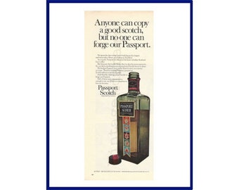 PASSPORT SCOTCH WHISKY Original 1970 Vintage Color Print Advertisment - "Anyone Can Copy A Good Scotch, But No One Can Forge Our Passport."