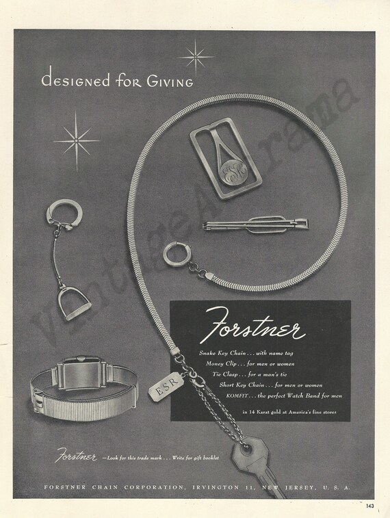FORSTNER CHAIN CORPORATION Original 1946 Vintage Extra Large Print