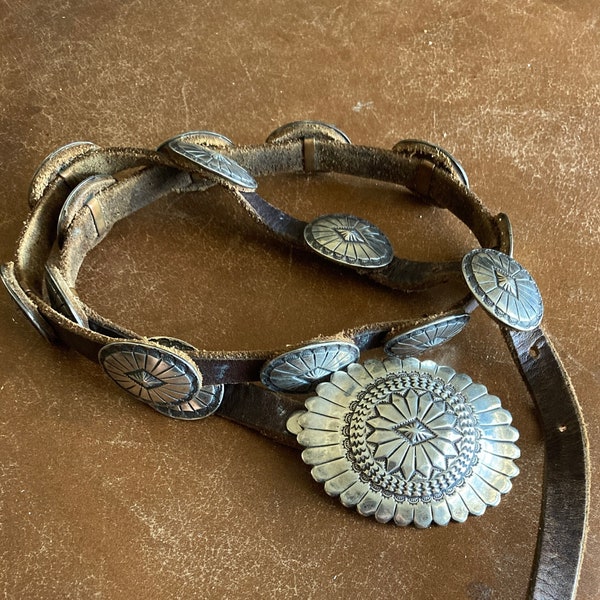 James Reid LTD/Santa Fe Sterling Silver Concho Belt