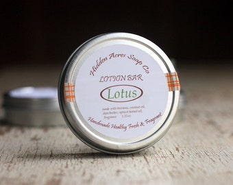 Lotus Solid Lotion Bar Made with Beeswax, Shea Butter, Coconut Oil Gift under 10