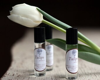 Tulips- Handmade Perfume Oil -Gift Under 10 Coconut Oil - Travel Size Perfume Oil