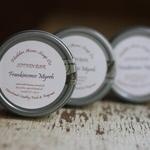 Lotion Bar Solid Travel Tin Frankincense and Myrrh image 3