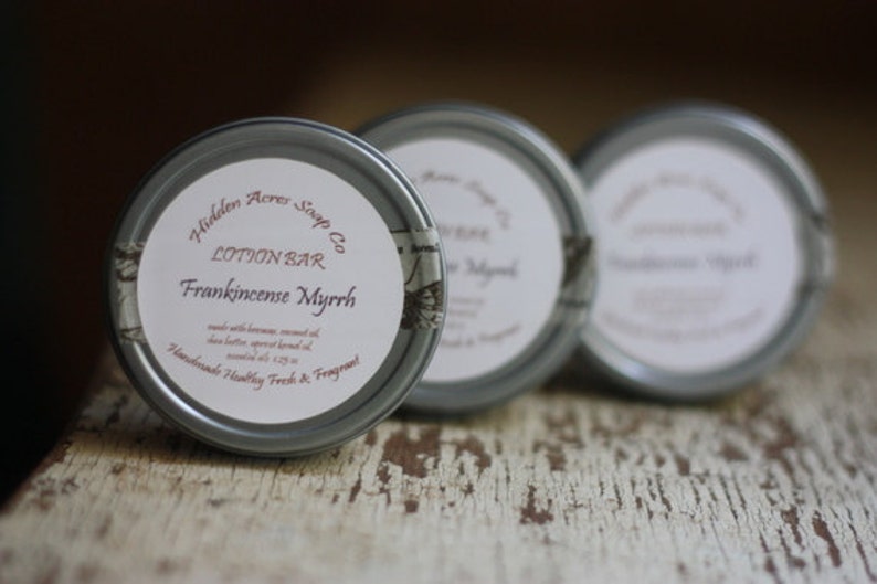 Lotion Bar Solid Travel Tin Frankincense and Myrrh image 3