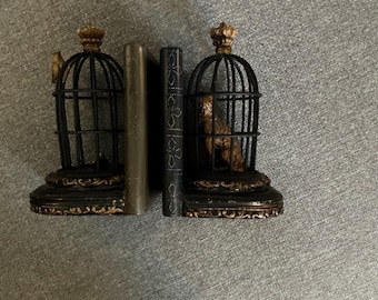 Sterling industries Cat in bird cage book ends