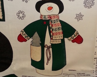 Jack Snow Christmas, DIY Cranston Collections fabric panel for a stuffed snow snowman.