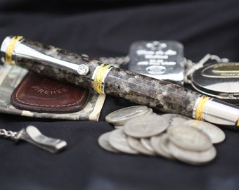 Texas Rattlesnake Skin Rollerball Titanium/ 22Kt. Gold Pen Majestic Rollerball Pen w/ Swarovski Crystal