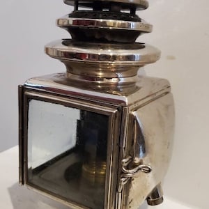 Antique Auto Lamp Carriage Buggy C.M. Hall Co Model 144E Chrome Casing Beveled Glass Made in Detroit USA Anchoring Bolt Side Lamp Early 1900