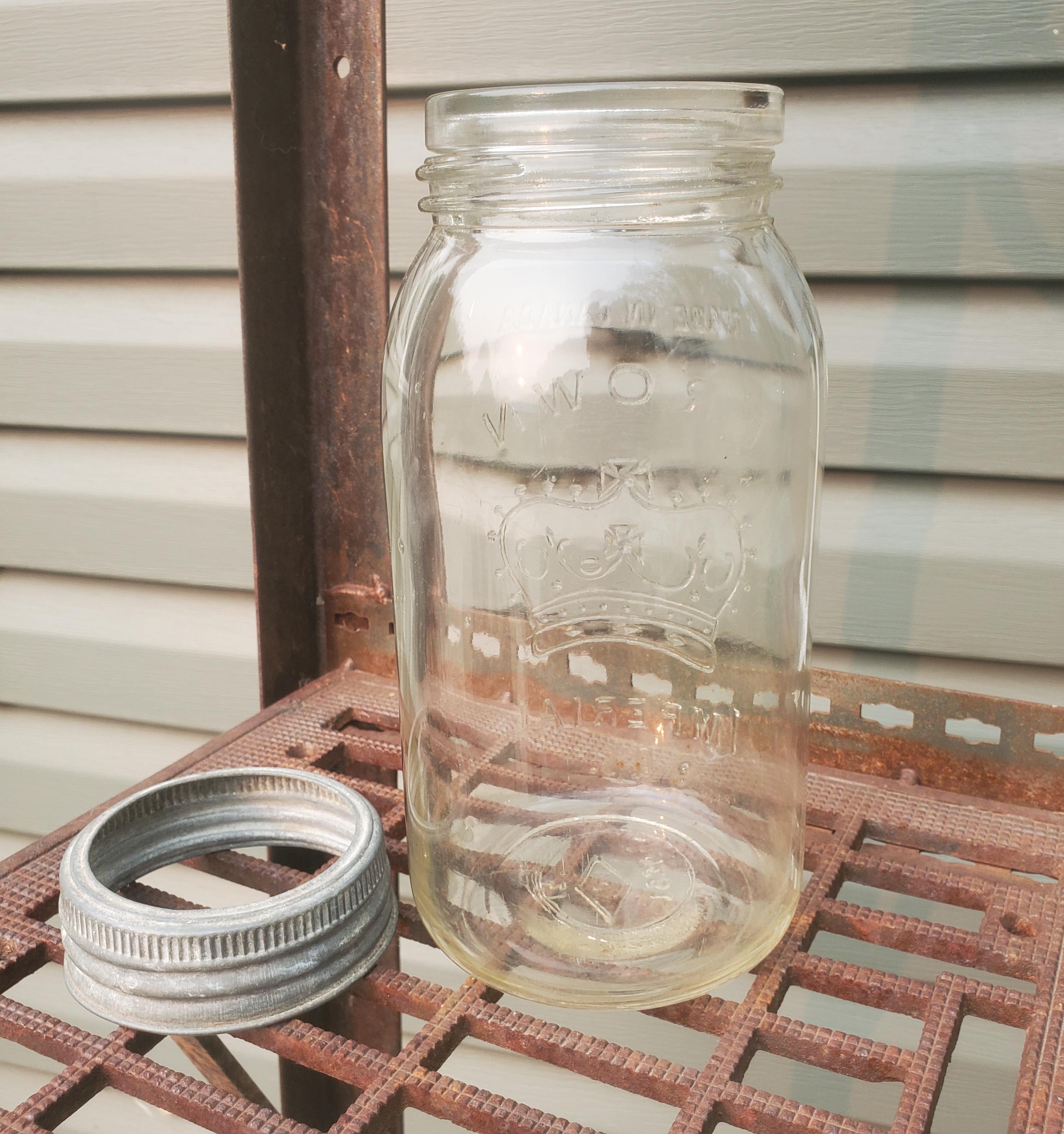 Vintage 1936 Crown Mason Jar, Imperial Qt, Canadian Glass Dated