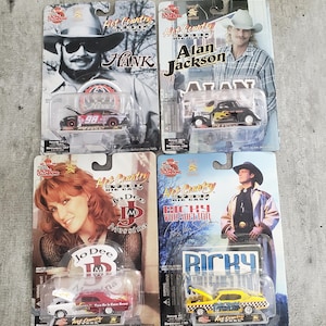 Four Hot Country Adult Die Cast Cars Collection Racing Champ Series Hank Alan Jackson Jo Dee Ricky Van Shelton Unopened Boys Toys Gift