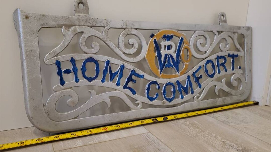 Antique Cast Iron Stove Plate Home Comfort Scroll W WR Co Etsy