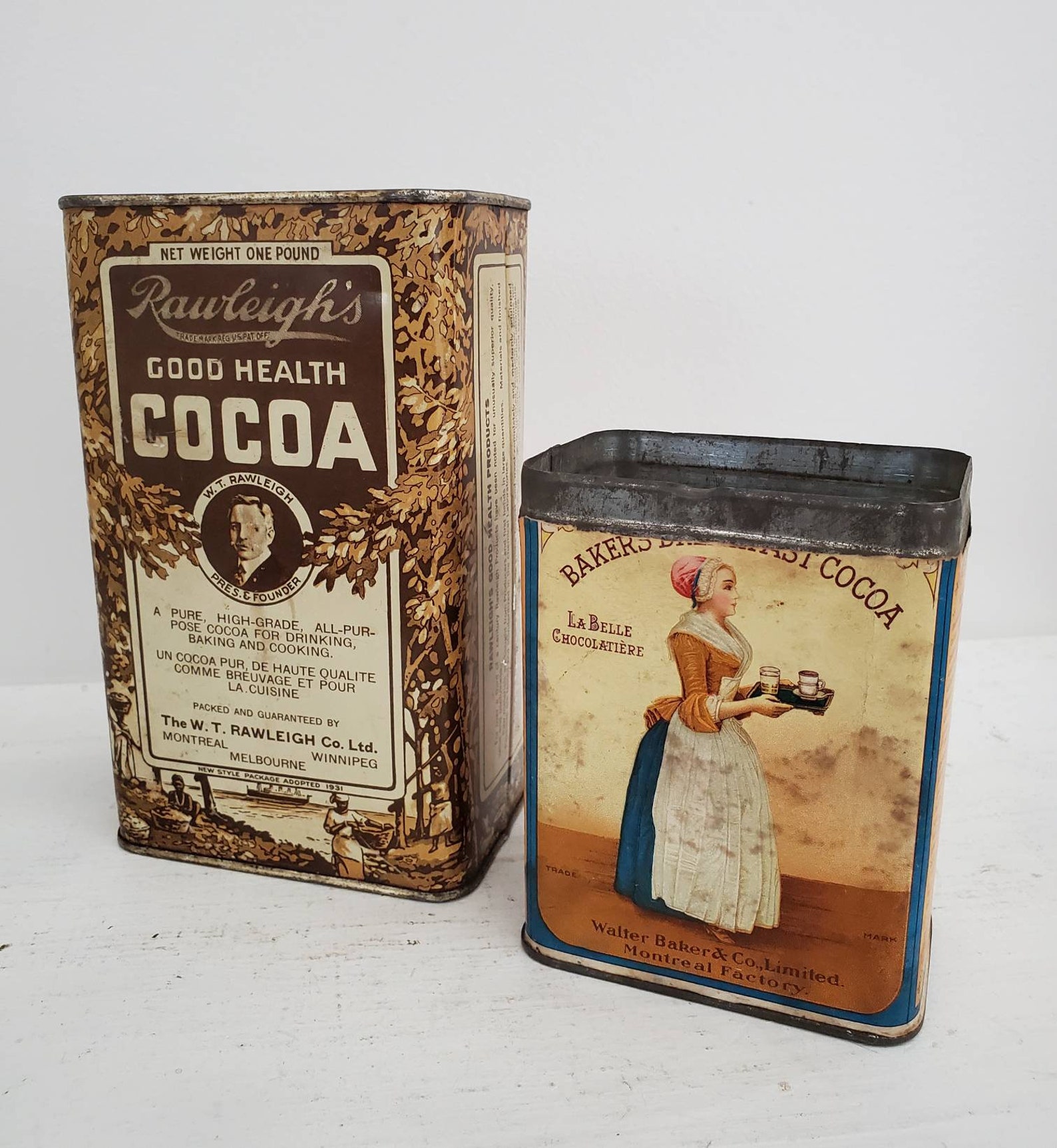 Antique Cocoa Tins Rawleigh Good Health and Bakers Breakfast Etsy