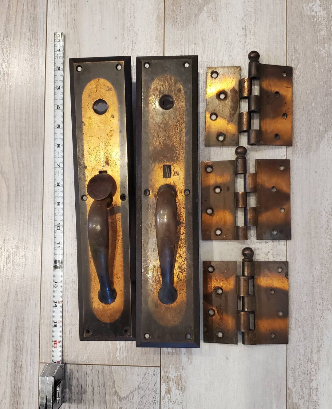 Door Pull Plates Pair Handle Heavy Duty Vtg Industrial Commercial