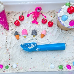 Ice Cream Cloud Dough Sensory Bin, Summer Sensory Bin, Ice Cream Sensory Bin