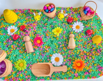 Flower Sensory Bin, Spring Sensory, Taste Safe, Montessori