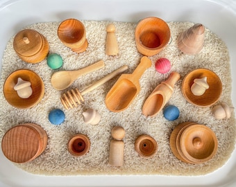 Deluxe Set Of Sensory Bin Tools, Small Wooden Tools, Sensory tools, Montessori