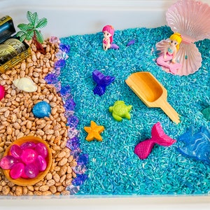 Mermaid Sensory Bin, Mermaid Sensory, Taste Safe, Montessori, Mermaid loose parts