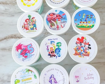 Customized Playdough Labels - Customized Birthday Party Playdough Jars - Customized Playdough gifts