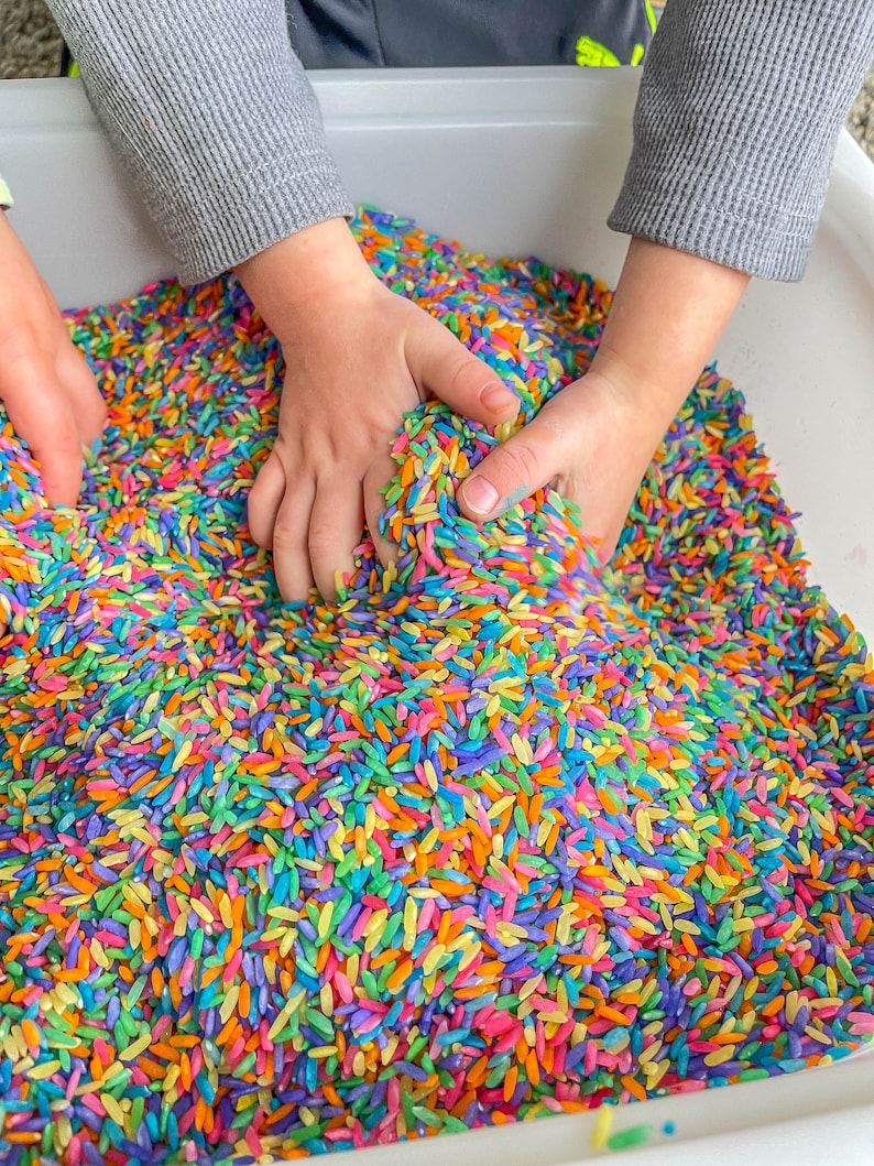 Rainbow Rice Sensory Bin Filler Colored Rice Sensory Play Etsy
