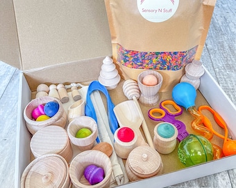 FULL Large Sensory Starter Set, Large wooden sensory bin tools, Learning Resources tools, Montessori