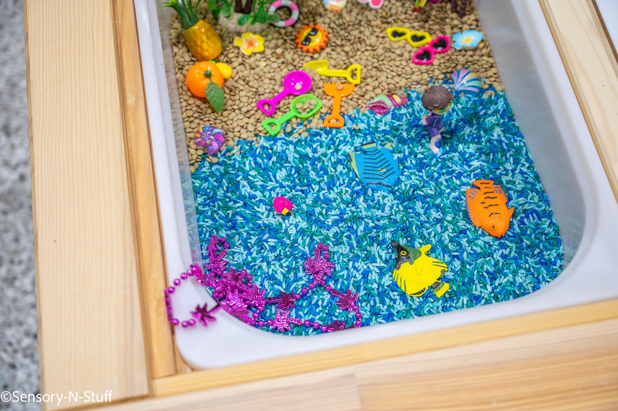 Summer Sensory Bin, Beach Sensory, Taste Safe, Montessori, Ocean Summer ...