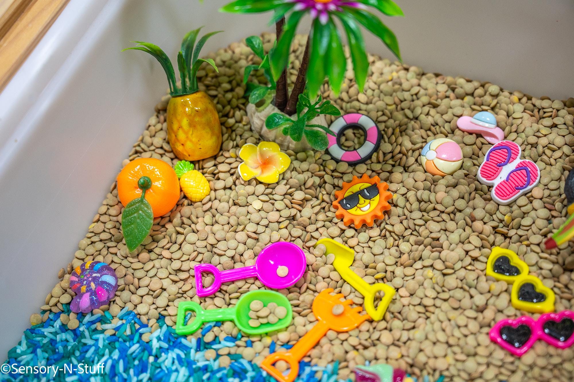 Summer Sensory Bin, Beach Sensory, Taste Safe, Montessori, Ocean Summer ...
