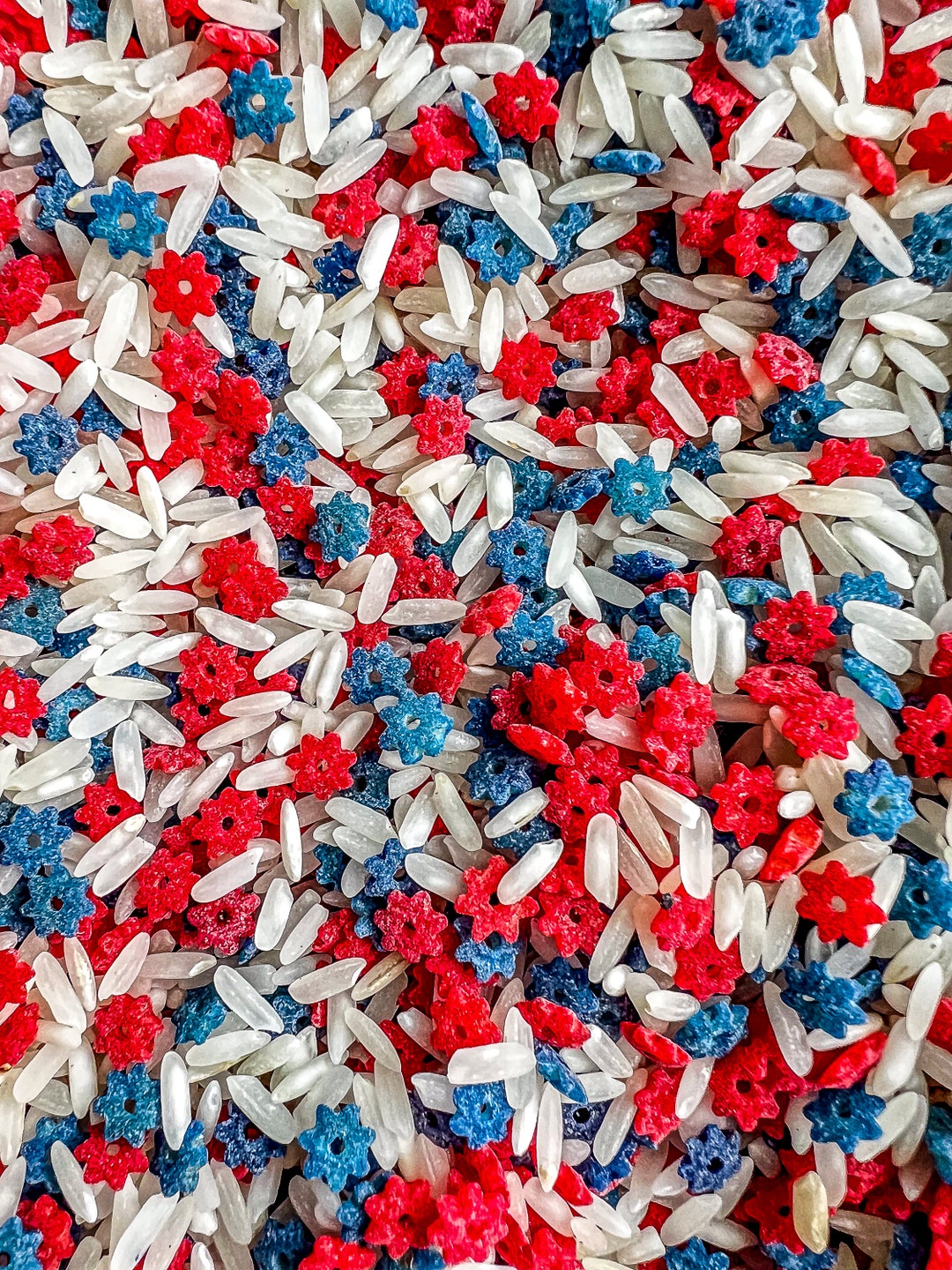 Patriotic Sensory Rice With Stars, Sensory Bin Filler, Colored Rice ...