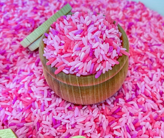 Sensory Bin Filler Non-Toxic and Gluten Free Fuchsia and Lime Sensory Bin Base 4 Cups of Colored Rice:  Pink