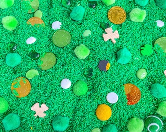 St. Patrick's Day Sensory Rice Mix, Sensory Bin Filler, Colored Rice, Sensory Play, Bright Sensory Bin Filler, Taste Safe, Montessori