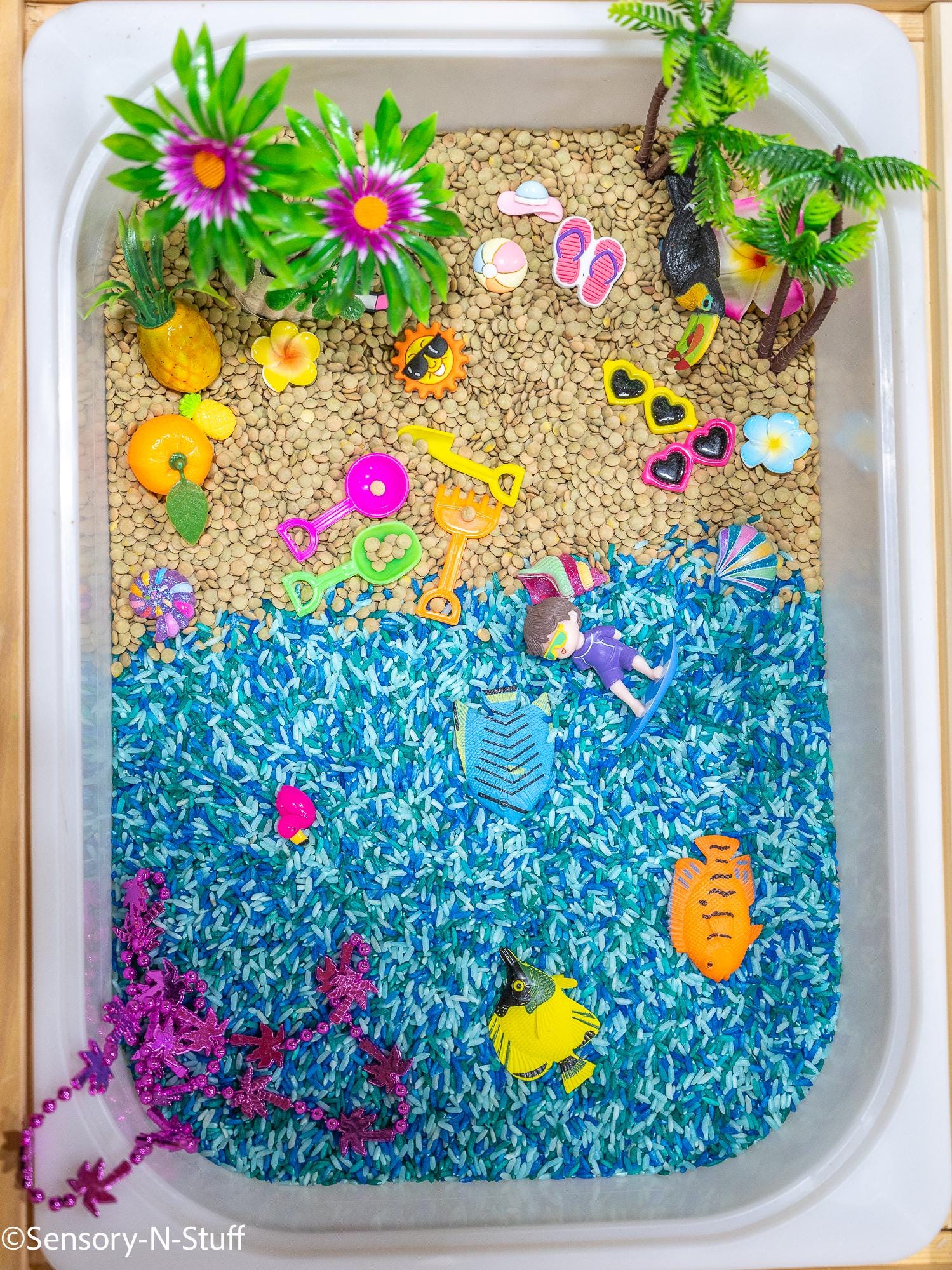 Summer Sensory Bin, Beach Sensory, Taste Safe, Montessori, Ocean Summer ...