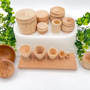 Wooden bowls/containers/flower pots, Sensory bin containers, Toddler Set Of Sensory Bin Containers, Montessori, Reggio