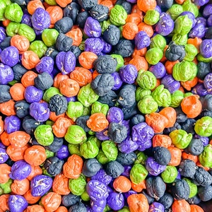 Enchimento sensorial de Halloween, enchimento de lixo sensorial, ervilhas coloridas, jogo sensorial de Halloween, enchimento de lixo sensorial brilhante, Montessori