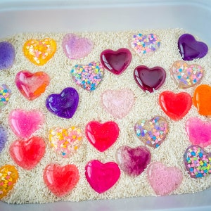 Heart Loose Parts, Resin Hearts, Sensory bin hearts, Montessori, Reggio, Counting Hearts, Pretend Play