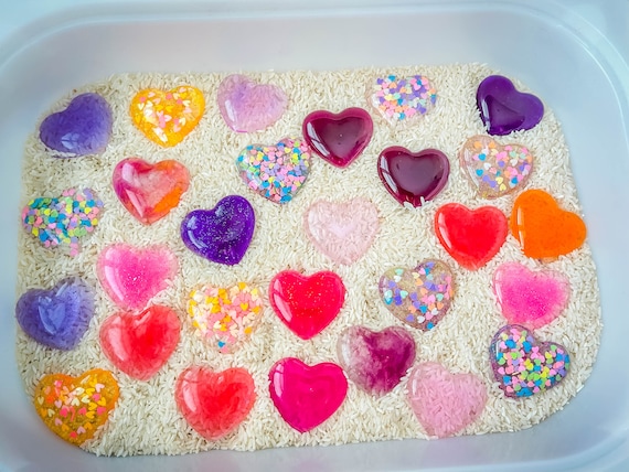 Heart Loose Parts, Resin Hearts, Sensory bin hearts, Montessori, Reggio, Counting Hearts, Pretend Play