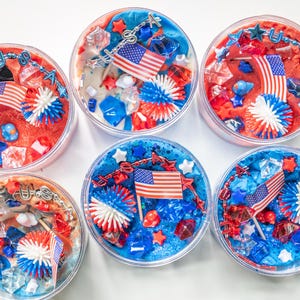 Patriotic Playdough Jars, Kids Sensory Kit, Gifts For Kids, Patriotic Playdough, 4th of July Playdough, Independance Playdough jars