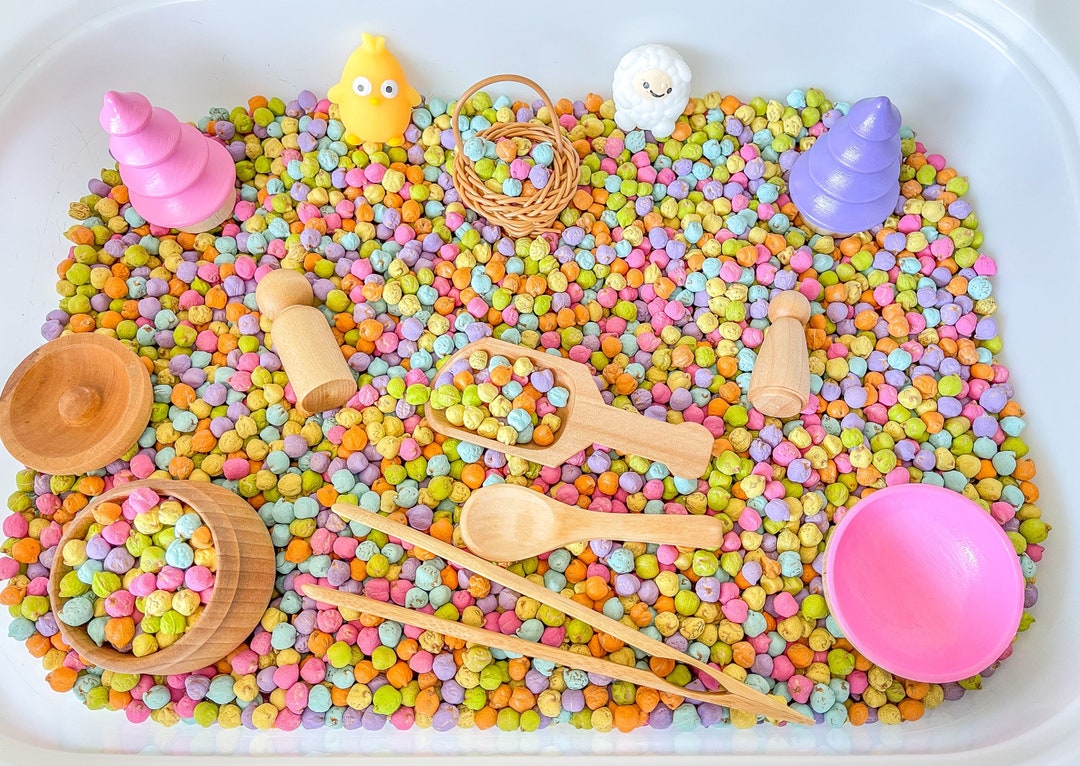 Pastel Sensory Bin, Spring Sensory, Taste Safe, Montessori, Easter