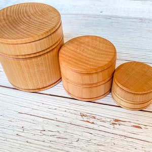 Wooden Nesting Boxes, Sensory bin tools, Toddler Set Of Sensory Bin Tools, Montessori, Reggio, Toddler Open Close Containers