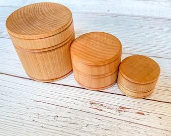 Wooden Nesting Boxes, Sensory bin tools, Toddler Set Of Sensory Bin Tools, Montessori, Reggio, Toddler Open Close Containers