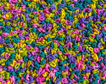Pasta con letras tropicales, relleno para recipientes sensoriales, pasta de colores, juego sensorial con letras, relleno para recipientes sensoriales brillantes, sabor seguro, Montessori