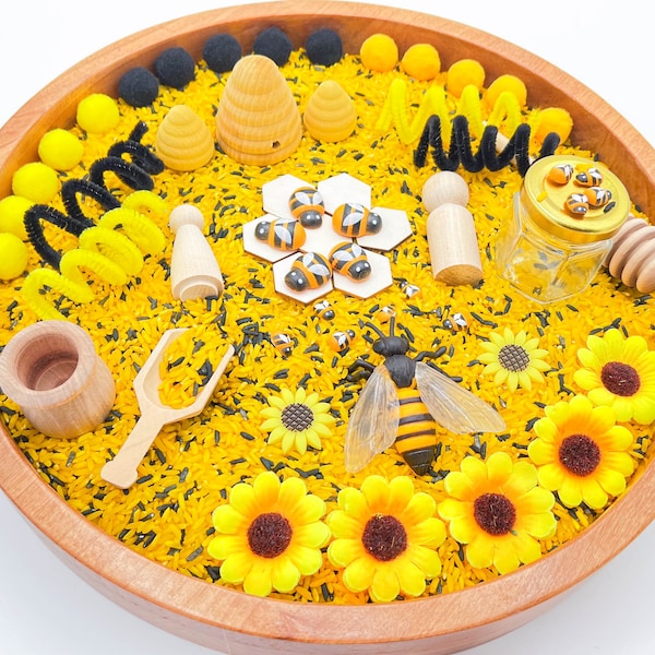 Contenedor sensorial de abejorros, sensorial de abejas, sabor seguro, Montessori
