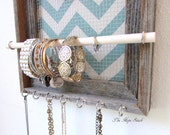 Ganchos de joyas organizador joyas pantalla Pick Barnwood Chevron Color marco plata