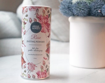 Rose Body Dusting Powder | Talc free Deodorizing Chafing After Bath Powder Corn Free Rose Scented Organic Natural, Herb & Root