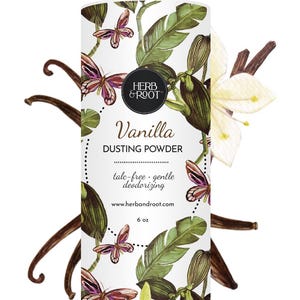 Vanilla Body Dusting Powder | Talc free Deodorizing Chafing After Bath Powder Corn Free Rose Scented Organic Natural, Herb & Root