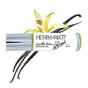 Natural Vanilla Perfume Oil Roll On (Rollerball) |  Vegan, Cruelty Free | Warm Vanilla Fragrance | Herb & Root, 10 ml