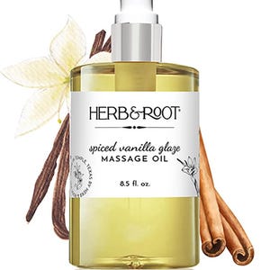 Vanilla Massage Oil | Vegan and Warming Cinnamon | Lightweight non-sticky | Couples Massage Oil, Date Night, 5 Senses Gift, 8.5 oz
