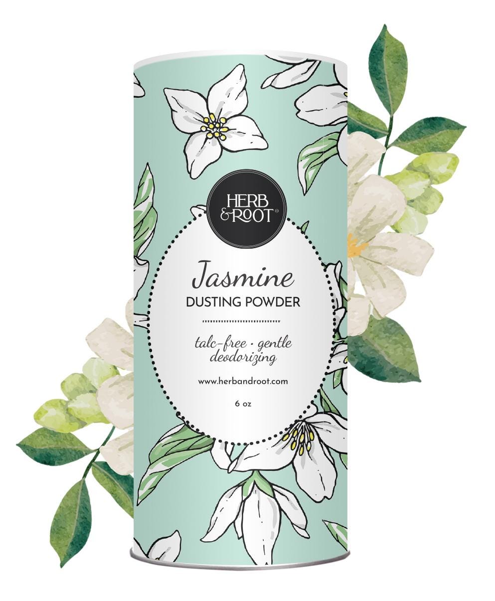 Jasmine Body Dusting Powder | Talc-free Deodorizing Corn Free, Deodorizing, Chafing, After-Bath, Baby Powder, Herb & Root